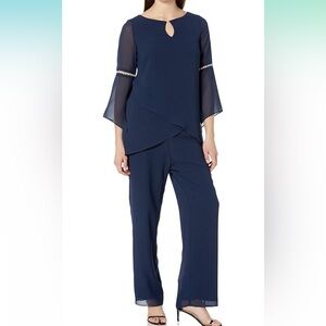 Women’s Le Bos Detailed Flared Sleeve Pantset-Size 16